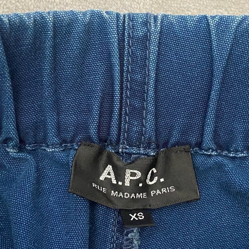 A.P.C. Youri Blue Cotton Denim Elastic Waist Drawstring Bermuda Shorts -  3381 - Picture 6 of 11